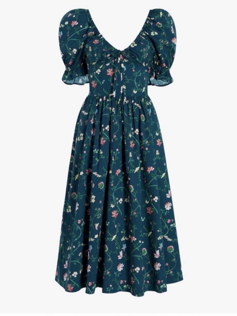 Hill House Home Ophelia Dress Moody Floral Fairy Garden XS Puff Sleeve Midi